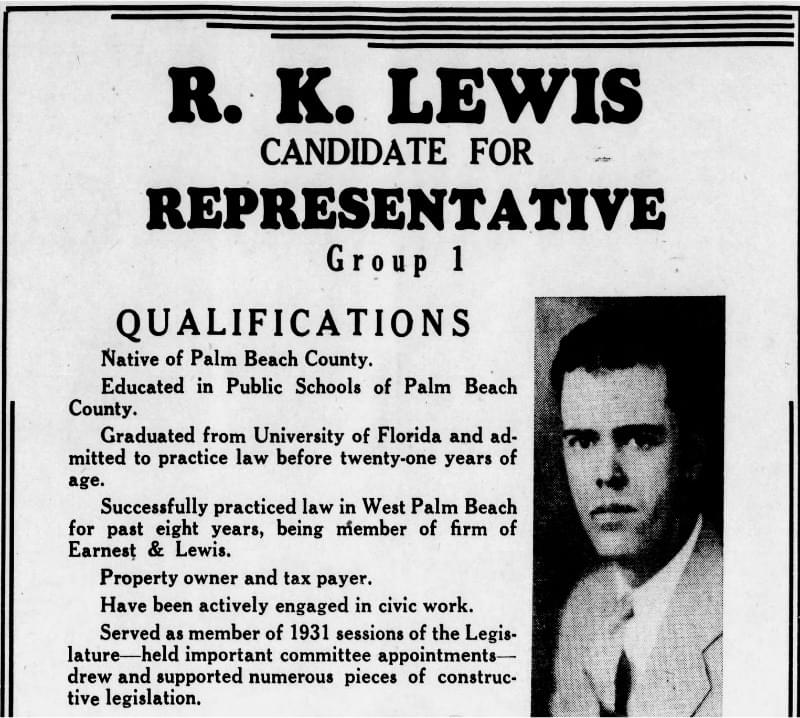 1930 R K Lewis State Rep Enlarged Clipping